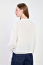 Women's Judge Collar Blouse with Embroidery on the Front - Ecru - 5