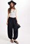 Women's Relax Fit Comfortable Cut Viscose Fabric Wide Leg Black Trousers - 3