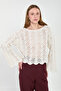 Women's Wide Sleeve Openwork Sweater - Natural - 2