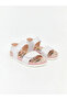 White Printed Velcro Baby Girl Sandals