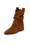 Mona Women's Western Cowboy Heeled Genuine Suede Leather Suede Laser Cut Perforated Boots C322 - 4