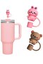 10 mm Silicone Straw Stopper – Set of 2 Cute Rabbit and Teddy Bear – Dustproof Thermos Straw Cover