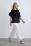 Black Skirt and Sleeve Chiffon Ruffled Knitted Blouse Alc-X15513 - 3