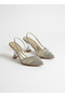 Gold Stone Goblet Heeled Evening Dress Shoes with Transparent Detail - 2