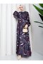 Vine Pattern Button Detailed Mevlana Cut Dress - 2