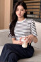 Your Name Striped Short Sleeve T-Shirt Crew Neck Soft Textured Basic Casual Top - 3
