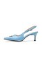 Grace Blue Color Metal Button Women's Heeled Shoes - 6