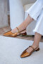 Noir Buckle Detailed Women's Copper Ballerinas - 3
