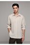 Regular Fit Shirt Neck Plain Men's Beige Long Sleeve Shirt