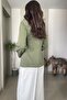 Button Detailed Blazer Jacket with Opening at the Waist - 5