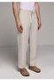 Regular Fit Mid Waist Straight Leg Men's Stone Trousers - 4