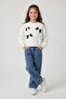 Ecru Stone Bow Patterned Badili Jean Pants and Top Set for Girls 24157 - 4
