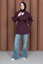 Short Buttoned Belted Trench Coat Burgundy - 3