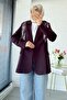Premium Blazer Jacket with Scarf Detail – Plum - 8