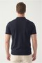Men's Navy Blue Comfortable Fit Zippered Polo Collar Soft Textured Knitwear T-Shirt 2505001 - 4