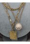 Gold Multi Chain Sea Shell Detailed Women's Necklace Layered Stylish Design Necklace - 2