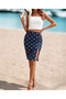 Women's Front Slit Scuba Fabric Midi Length 65 cm Skirt - 2