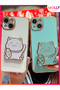 Luxury Silicone Case for Samsung Galaxy J8 with Water Green Edges and Gold Detailed Lucky Cat Stand - 4