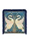 Swan and Reeds Patterned Fringed Throw Pillow Cover - Navy Blue Tasseled Art Deco Cover - 6