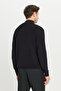 Men's Black 100% Cotton Standard Fit Regular Cut Bato Collar Jacquard Knitwear Sweater - 5