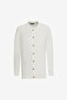 Men's Ecru Standard Fit Regular Cut Shirt Collar Jacquard Knitwear Cardigan - 6
