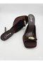 Women's Heeled Slippers with Blunt Toe and Buckle - 7