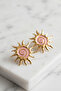 Gold Pink Enamel Güneş Premium Steel Earrings - 2