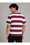 Men's Striped Oversize T-Shirt Crew Neck Short Sleeve Summer T-Shirt - Burgundy - 2