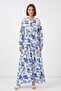 Women's Authentic Patterned Viscose F. Cobalt Blue Hijab Dress - 3