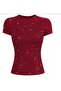 Sparkly Glitter Short-Sleeved Belted Crop Top - 2