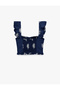 Cotton Embroidery Detailed Sleeveless Sweetheart Neck Poplin Crop Blouse - 4