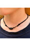 black 30-68cm Men's Masculine & Adjustable Lava Necklace, Essential Oil Diffuser Necklace, Beach nec