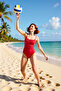 Women's Swimsuit Square Neck Sleeveless Draped Hipster Capless Without Underwire Knitted Raschel Woven Regular Cut - 2