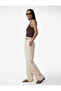 Modal Fabric Pleated Detail Wide Leg Long Fabric Trousers - 3