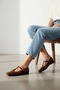 Cren Burgundy Silver Buckle Detailed Women's Ballerinas - 3