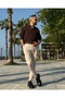 Men's Relaxed Fit 100% Cotton Linen Navy Blue Shirt
