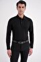 Comfort Fit 97% Flexible Cotton Polo Collar Long Sleeve Black T-Shirt Ts 921 - 4