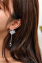 White Three Flower Detailed Drop-Tip Long Dangle Women's Gold Earrings - 6