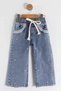 Girls' Denim Pants Baggy Single Bottom Super Quality Heart Embroidery Patterned Cotton Suitable for Daily and Special Occasions. - 2
