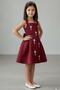 Girl's Square Collar Thick Straps Sleeveless Burgundy Evening Dress with Stone Brooch Detail on the Shoulder - 5