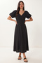 Balloon Sleeve Summer Modal Dress Lgx0013 Black - 2
