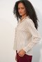 Women's Lace-Up Striped Linen Shirt 995 - Burgundy - 2