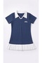 Girl's Polo Collar Tennis Dress and Shorts Sports Swimsuit Set M00818 Dark Blue - 4