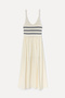 Women's Ecru Knitted V-Neck Sleeveless Long Dress