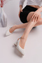Verano White Skin Genuine Leather Women's Thick Heeled Sandals - 3