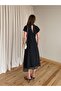 Black Collar Tie Detail Polka Dot Midi Dress - 8276 - 7