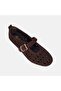 Women's Bitter Brown Perforated Mary Jane Suede Ballerinas - 7