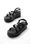 Zri̇n-1222 Premium Black Ankle Strap Wedge Women's Sandals - 3