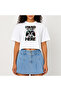 Crop T-Shirt White Printed Relaxed Fit Raw Cut Basic Short Tshirt