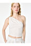 Bürümcük Fabric Textured Slim Fit One-Shoulder Blouse with Metal Accessories - 2